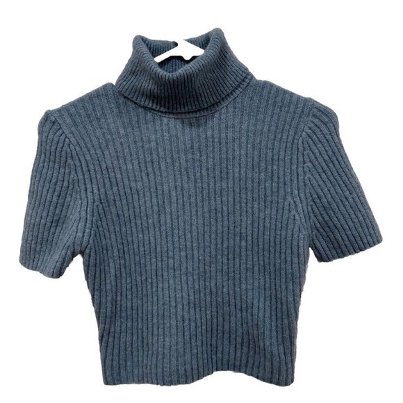 NWT ZARA Women's Short‎ Sleeve Ribbed Knit Sweater Turtleneck Wool Size Small - Picture 1 of 6